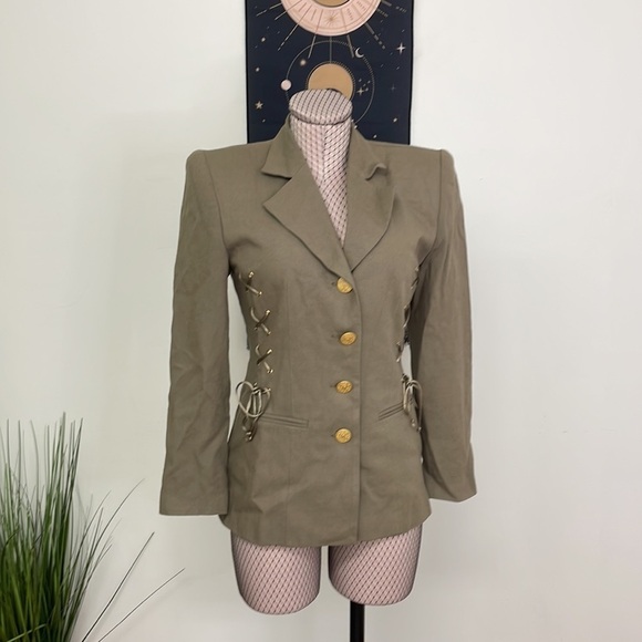 Rina Rossi Jackets & Blazers - So Crazy By Rina Rossi Wool Lace-Up Blazer Jacket Long Sleeve Size 2 Brown